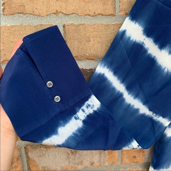 J. Crew Blue Tie-Dye Silk Button Down Shirt - Picture 8 of 14